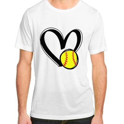 Love Softball Heart Adult ChromaSoft Performance T-Shirt