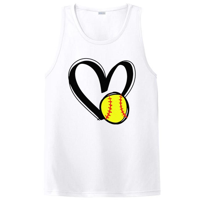 Love Softball Heart PosiCharge Competitor Tank