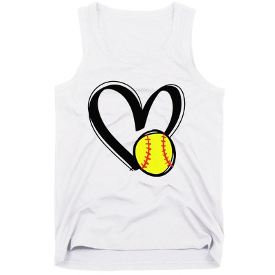 Love Softball Heart Tank Top