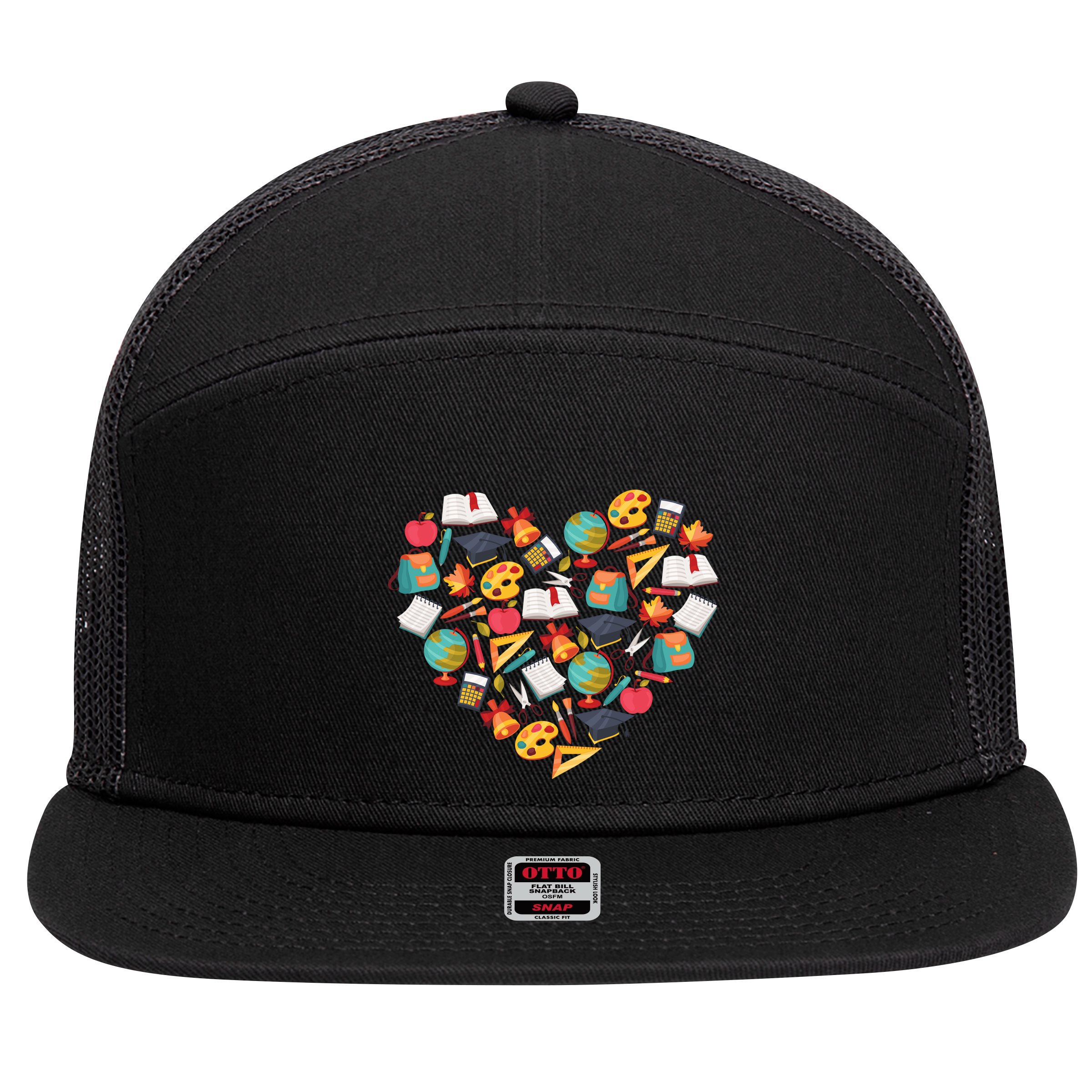 Love School Heart 7 Panel Mesh Trucker Snapback Hat