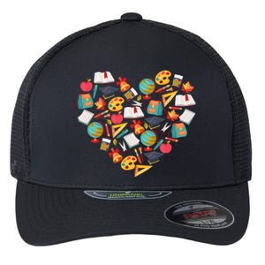 Love School Heart Flexfit Unipanel Trucker Cap