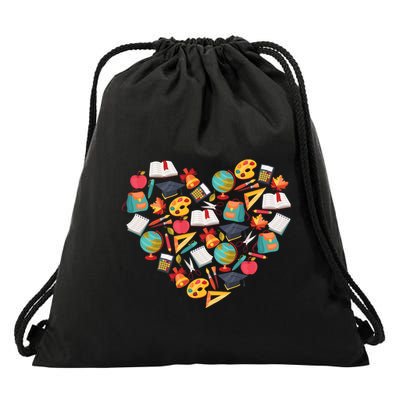 Love School Heart Drawstring Bag