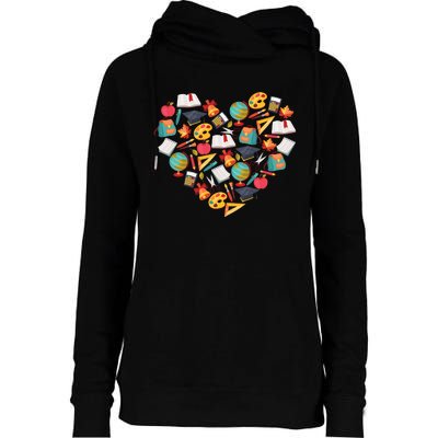 Love School Heart Womens Funnel Neck Pullover Hood