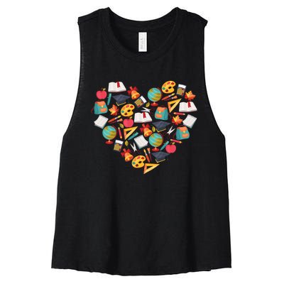 Love School Heart Women's Racerback Cropped Tank