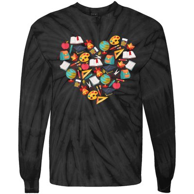 Love School Heart Tie-Dye Long Sleeve Shirt