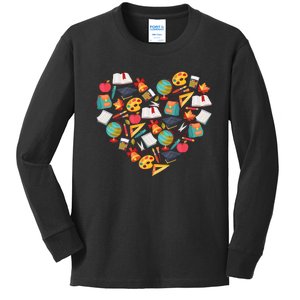 Love School Heart Kids Long Sleeve Shirt