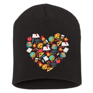 Love School Heart Short Acrylic Beanie