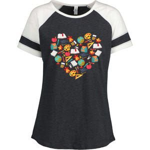 Love School Heart Enza Ladies Jersey Colorblock Tee