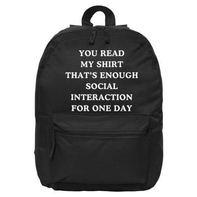 Limiting Social Interaction Today 16 in Basic Backpack