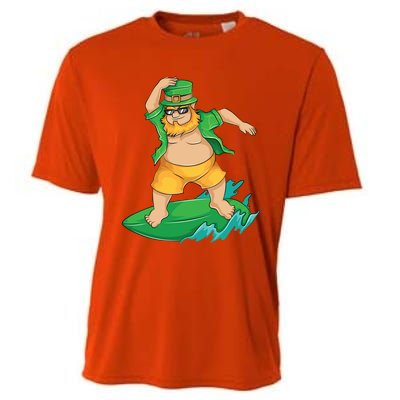 Leprechaun Surfer In Hawaii St Patrick's Day Funny Surf Gift Cute Gift Cooling Performance Crew T-Shirt