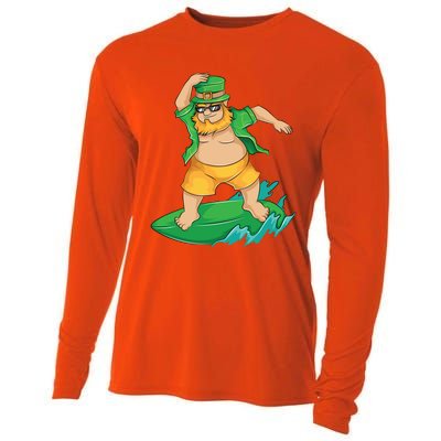 Leprechaun Surfer In Hawaii St Patrick's Day Funny Surf Gift Cute Gift Cooling Performance Long Sleeve Crew