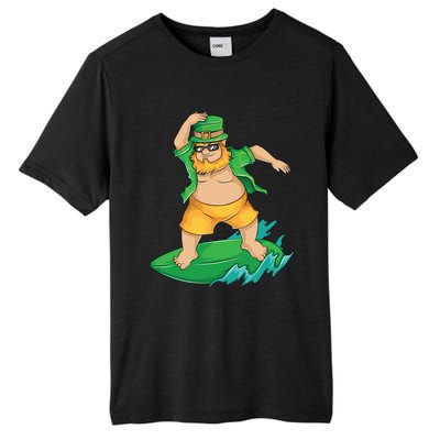 Leprechaun Surfer In Hawaii St Patrick's Day Funny Surf Gift Cute Gift Tall Fusion ChromaSoft Performance T-Shirt