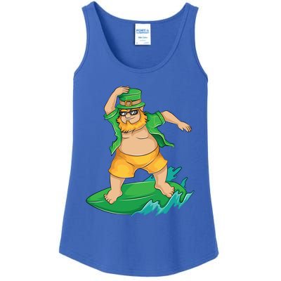 Leprechaun Surfer In Hawaii St Patrick's Day Funny Surf Gift Cute Gift Ladies Essential Tank