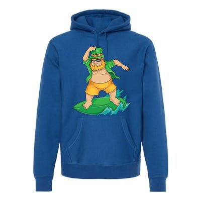 Leprechaun Surfer In Hawaii St Patrick's Day Funny Surf Gift Cute Gift Premium Hoodie