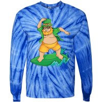 Leprechaun Surfer In Hawaii St Patrick's Day Funny Surf Gift Cute Gift Tie-Dye Long Sleeve Shirt