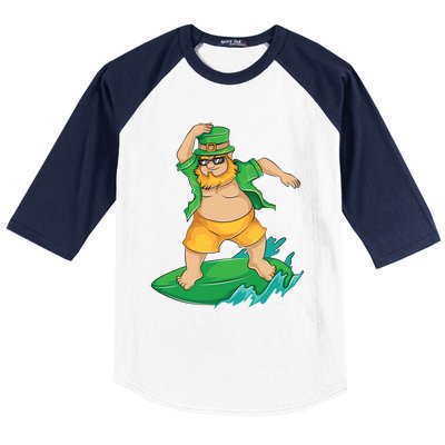 Leprechaun Surfer In Hawaii St Patrick's Day Funny Surf Gift Cute Gift Baseball Sleeve Shirt