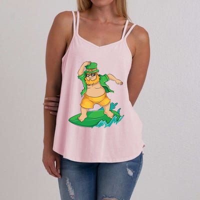 Leprechaun Surfer In Hawaii St Patrick's Day Funny Surf Gift Cute Gift Women's Strappy Tank