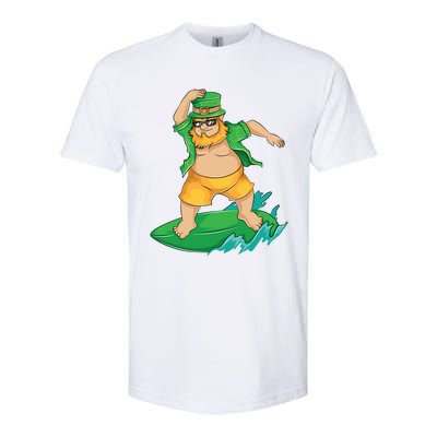 Leprechaun Surfer In Hawaii St Patrick's Day Funny Surf Gift Cute Gift Softstyle CVC T-Shirt