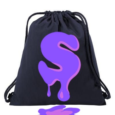 Letter S In Purple Drawstring Bag