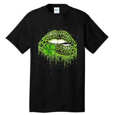 Lips Sexy Irish Leopard Print Shamrock Green St Patricks Day Tall T-Shirt