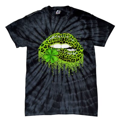 Lips Sexy Irish Leopard Print Shamrock Green St Patricks Day Tie-Dye T-Shirt