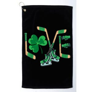 Love Shamrock Ice Hockey Lovers Happy St Patrick's Day Gift Platinum Collection Golf Towel