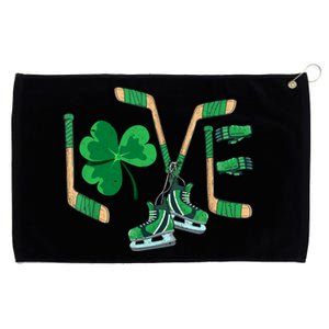 Love Shamrock Ice Hockey Lovers Happy St Patrick's Day Gift Grommeted Golf Towel