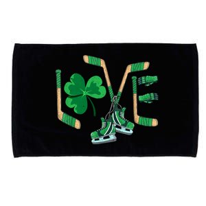 Love Shamrock Ice Hockey Lovers Happy St Patrick's Day Gift Microfiber Hand Towel