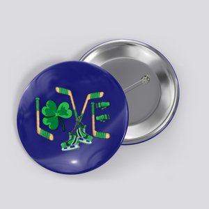 Love Shamrock Ice Hockey Lovers Happy St Patrick's Day Gift Button