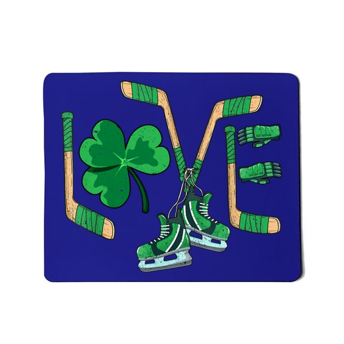 Love Shamrock Ice Hockey Lovers Happy St Patrick's Day Gift Mousepad