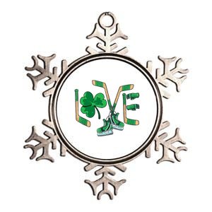 Love Shamrock Ice Hockey Lovers Happy St Patrick's Day Gift Metallic Star Ornament