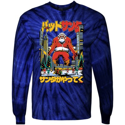 Laser Santa Is Coming To Y'all Anime Kaiju Christmas Time Tie-Dye Long Sleeve Shirt