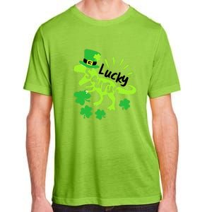 Lucky Saurus Irish T Rex Dinosaur Clover St.Patrick's Day Adult ChromaSoft Performance T-Shirt