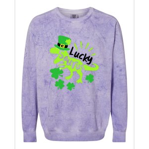 Lucky Saurus Irish T Rex Dinosaur Clover St.Patrick's Day Colorblast Crewneck Sweatshirt