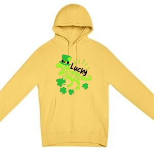 Lucky Saurus Irish T Rex Dinosaur Clover St.Patrick's Day Premium Pullover Hoodie