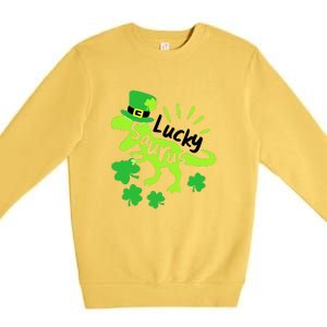 Lucky Saurus Irish T Rex Dinosaur Clover St.Patrick's Day Premium Crewneck Sweatshirt