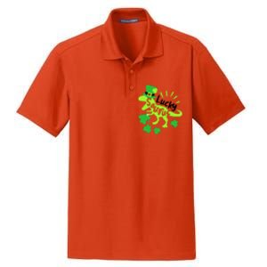 Lucky Saurus Irish T Rex Dinosaur Clover St.Patrick's Day Dry Zone Grid Polo