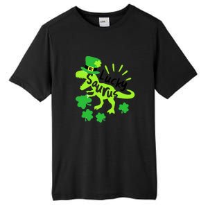 Lucky Saurus Irish T Rex Dinosaur Clover St.Patrick's Day Tall Fusion ChromaSoft Performance T-Shirt