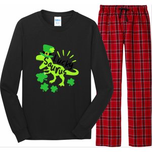 Lucky Saurus Irish T Rex Dinosaur Clover St.Patrick's Day Long Sleeve Pajama Set