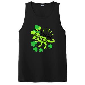 Lucky Saurus Irish T Rex Dinosaur Clover St.Patrick's Day PosiCharge Competitor Tank