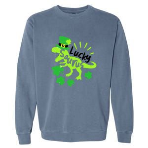 Lucky Saurus Irish T Rex Dinosaur Clover St.Patrick's Day Garment-Dyed Sweatshirt