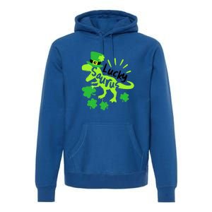 Lucky Saurus Irish T Rex Dinosaur Clover St.Patrick's Day Premium Hoodie