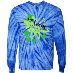 Lucky Saurus Irish T Rex Dinosaur Clover St.Patrick's Day Tie-Dye Long Sleeve Shirt