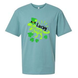 Lucky Saurus Irish T Rex Dinosaur Clover St.Patrick's Day Sueded Cloud Jersey T-Shirt