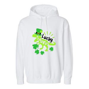 Lucky Saurus Irish T Rex Dinosaur Clover St.Patrick's Day Garment-Dyed Fleece Hoodie