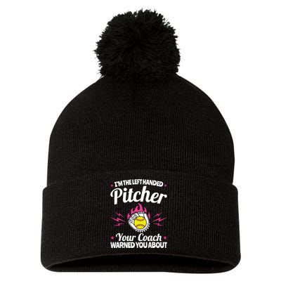 Lefty Southpaw IM The Left Handed Softball Pitcher Pom Pom 12in Knit Beanie