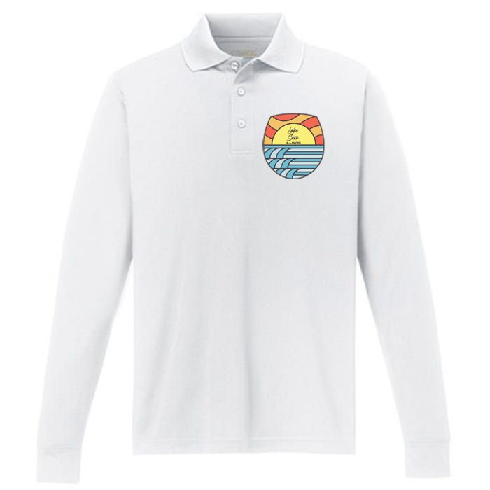 Lake Sara Illinois IL Sunset Vacation Souvenir Performance Long Sleeve Polo