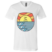 Lake Sara Illinois IL Sunset Vacation Souvenir V-Neck T-Shirt