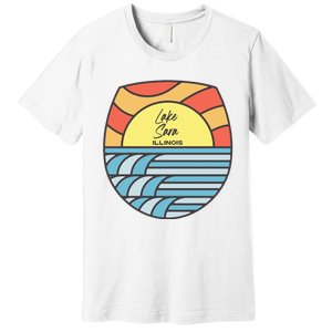 Lake Sara Illinois IL Sunset Vacation Souvenir Premium T-Shirt