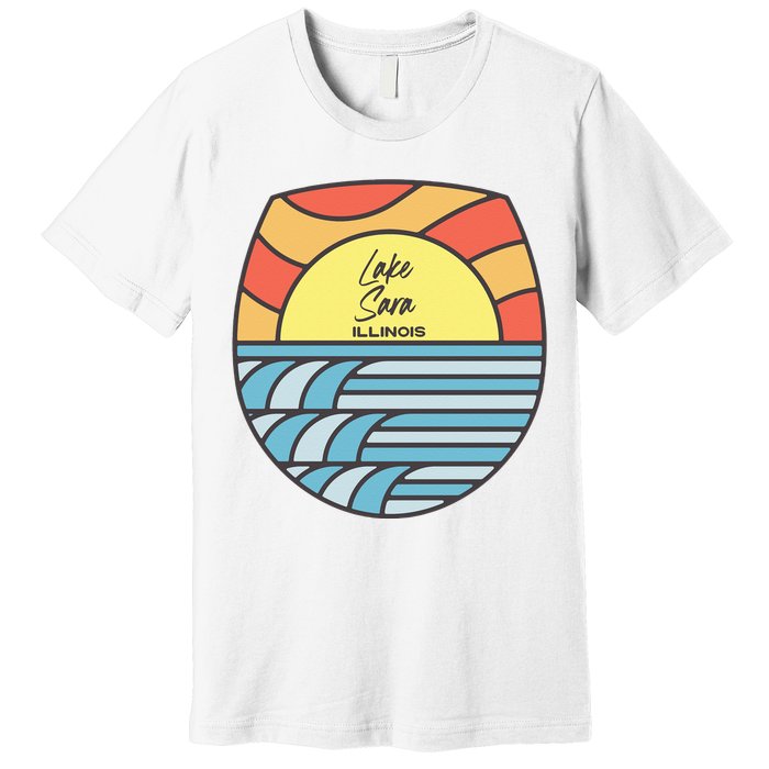 Lake Sara Illinois IL Sunset Vacation Souvenir Premium T-Shirt